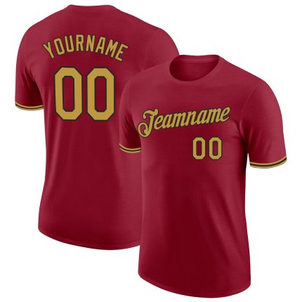 Personalized Performance T-Shirt in Crimson and Old Gold-Black Personalized Crimson Old Gold-Black Performance T-Shirt