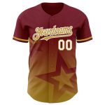 Personalized Crimson Gradient Twinkle Star Baseball Jersey in Old Gold-White Colors Personalized Crimson Old Gold-White 3D