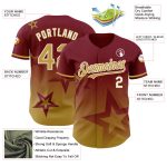 Custom Name and Number 3D Twinkle Star Baseball Jersey in Crimson Old Gold-White Gradient Design Personalized Crimson Old