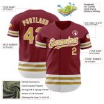 Custom Name and Number Personalized Crimson Old Gold White Line Baseball Jersey - Authentic Team Apparel Personalized Crimson