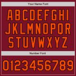 Personalized Bomber Jacket for Men and Women - Crimson Orange-Black Full-Snap Varsity Letterman Style Personalized Crimson
