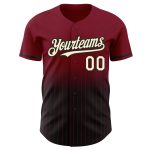 Custom Name Number Personalized Baseball Jersey Crimson Pinstripe Cream Black Authentic Fade Fashion Personalized Crimson