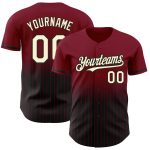 Personalized Fashion Baseball Jersey - Crimson Pinstripe Cream Black Fade Personalized Crimson Pinstripe Cream-Black Fade