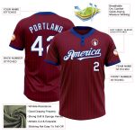 Personalized Unisex Softball Jersey Crimson Royal Pinstripe White Two-Button Personalized Crimson Royal Pinstripe White Two-Button