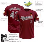 Personalized Steel Gray-White Two-Button Unisex Softball Jersey - Custom Crimson Design Personalized Crimson Steel Gray-White