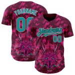 Personalized Crimson Teal-Black 3D Dragon Pattern Baseball Jersey - Authentic Design Personalized Crimson Teal-Black 3D Pattern
