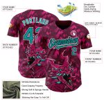 Custom Name and Number Personalized Dragon Baseball Jersey - 3D Crimson Teal-Black Pattern Design Personalized Crimson Teal-Black