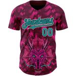Personalized Crimson Teal-Black 3D Dragon Pattern Baseball Jersey - Authentic Design Personalized Crimson Teal-Black 3D Pattern