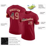 Custom Personalized Crimson Vintage USA Flag T-Shirt with Team Name and Number - City Cream Performance Shirt Personalized