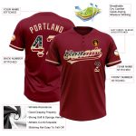 Custom Name & Number Crimson Vintage USA Flag Softball Jersey - Unisex Cream Two-Button Team Apparel Personalized Crimson