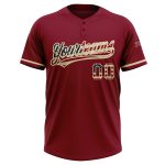 Custom Name & Number Crimson Vintage USA Flag Softball Jersey - Unisex Cream Two-Button Team Apparel Personalized Crimson