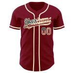 Custom Name and Number Vintage USA Flag Baseball Jersey - Personalized Crimson Cream Authentic Team Apparel Personalized