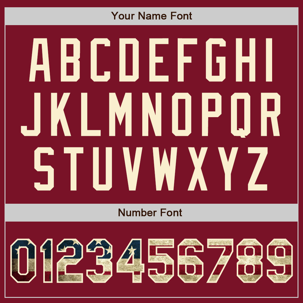 Personalized Crimson Vintage USA Flag-Cream Authentic Raglan Sleeves Baseball Jersey Team Custom Name and Number Personalized USA Flag Baseball Jersey with Custom Name & Number, Vintage Crimson Cream Authentic Raglan Sleeves Personalized - Image 5