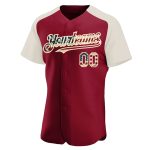 Personalized USA Flag Baseball Jersey with Custom Name & Number, Vintage Crimson Cream Authentic Raglan Sleeves Personalized