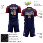 Personalized Vintage USA Flag Soccer Uniform Jersey - Crimson Navy-Cream Sublimation Personalized Crimson Vintage USA Flag
