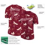 Personalized 3D Animal Crane T-Shirt in Crimson White for Performance and Style Personalized Crimson White 3D Animal Crane