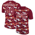 Personalized 3D Animal Crane T-Shirt in Crimson White - Unique Performance Tee Personalized Crimson White 3D Animal Crane