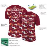 Custom Name and Number Animal Crane T-Shirt with Personalized Crimson White 3D Pattern Design Personalized Crimson White