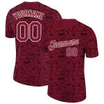 Custom Team Performance T-Shirt with Name & Number - Personalized Crimson White 3D Pattern Cowboy Accessory Personalized