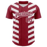 Custom Name Number Baseball Jersey with Crimson White 3D Pattern Design and Side Stripes - Authentic Team Apparel Personalized