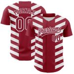 Custom Name Number Baseball Jersey with Crimson White 3D Pattern Design and Side Stripes - Authentic Team Apparel Personalized