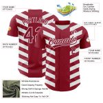 Custom Name Number Baseball Jersey with Crimson White 3D Pattern Design and Side Stripes - Authentic Team Apparel Personalized