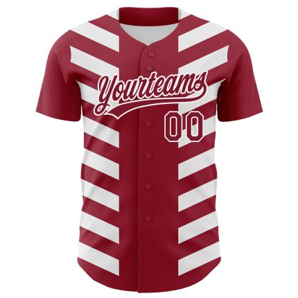 Personalized 3D Side Stripes Baseball Jersey in Crimson and White Personalized Crimson White 3D Side Stripes Baseball Jersey