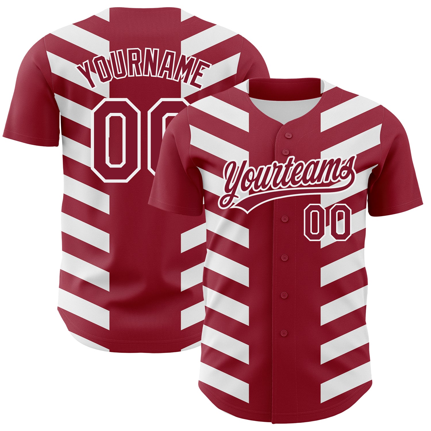 Personalized 3D Side Stripes Baseball Jersey in Crimson and White Personalized Crimson White 3D Side Stripes Baseball Jersey
