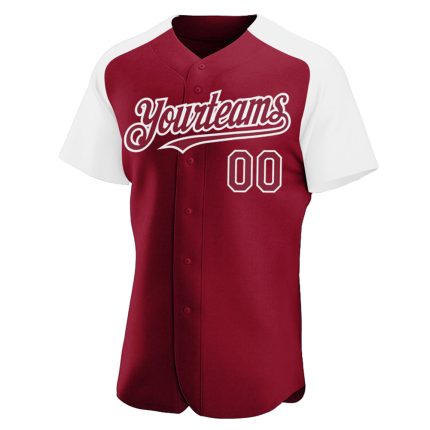 Custom Name and Number Personalized Baseball Jersey - Crimson White Authentic Raglan Sleeves Personalized Crimson White Authentic