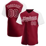 Custom Name and Number Personalized Baseball Jersey - Crimson White Authentic Raglan Sleeves Personalized Crimson White Authentic