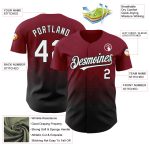 Customizable Gradient Pattern Baseball Jersey with 3D Crimson White-Black Design, Team Name & Number Personalized Crimson