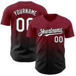 Customizable Gradient Pattern Baseball Jersey with 3D Crimson White-Black Design, Team Name & Number Personalized Crimson