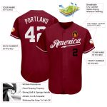 Personalized Authentic Baseball Jersey in Crimson and White-Black Design Personalized Crimson White-Black Authentic Baseball