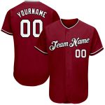 Personalized Custom Team Name and Number Baseball Jersey - Crimson White-Black Authentic Design Personalized Crimson White-Black