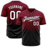 Custom Name and Number Personalized Crimson White Black Baseball Jersey - Authentic Fade Fashion Team Gear Personalized Crimson