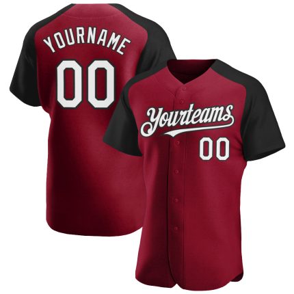Custom Name and Number Baseball Jersey - Personalized Crimson White-Black Authentic Raglan Sleeves Personalized Crimson White-Black
