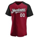 Custom Name and Number Baseball Jersey - Personalized Crimson White-Black Authentic Raglan Sleeves Personalized Crimson White-Black
