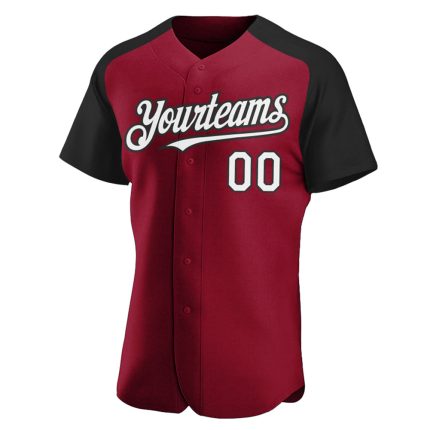 Custom Name and Number Baseball Jersey - Personalized Crimson White-Black Authentic Raglan Sleeves Personalized Crimson White-Black