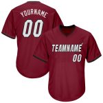 Custom Name and Number Crimson White-Black Authentic Rib-Knit Baseball Jersey Shirt - Personalized Team Apparel Personalized