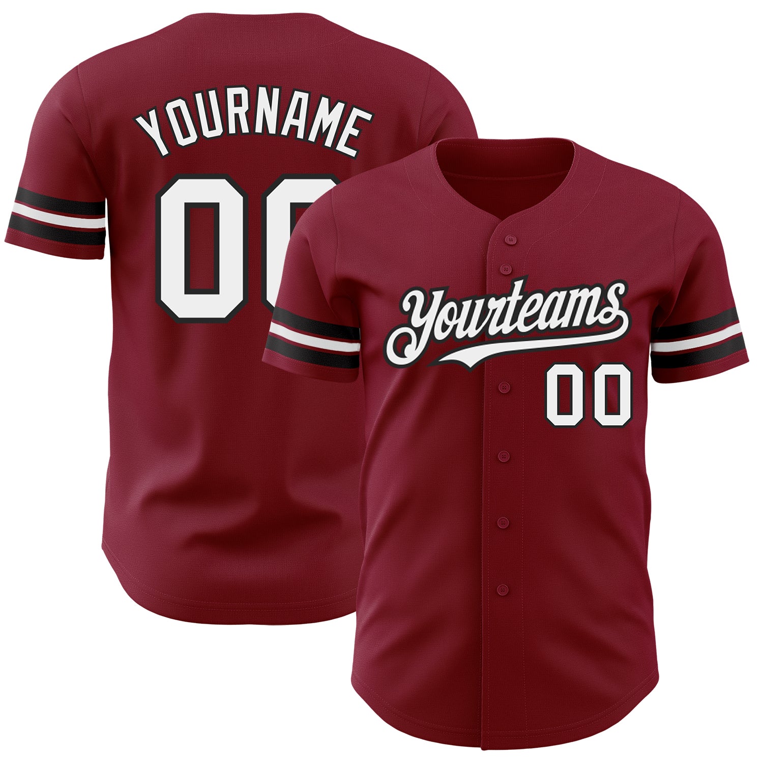 Personalized Baseball Jersey - Crimson Black Combo for Adults, Size 4 Personalized Crimson White-Black Baseball Jersey 4