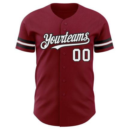 Personalized Baseball Jersey - Crimson Black Combo for Adults, Size 4 Personalized Crimson White-Black Baseball Jersey 4