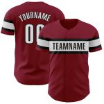 Personalized Crimson Black Baseball Jersey for Men Women Kids - Customizable 5 Personalized Crimson White-Black Baseball