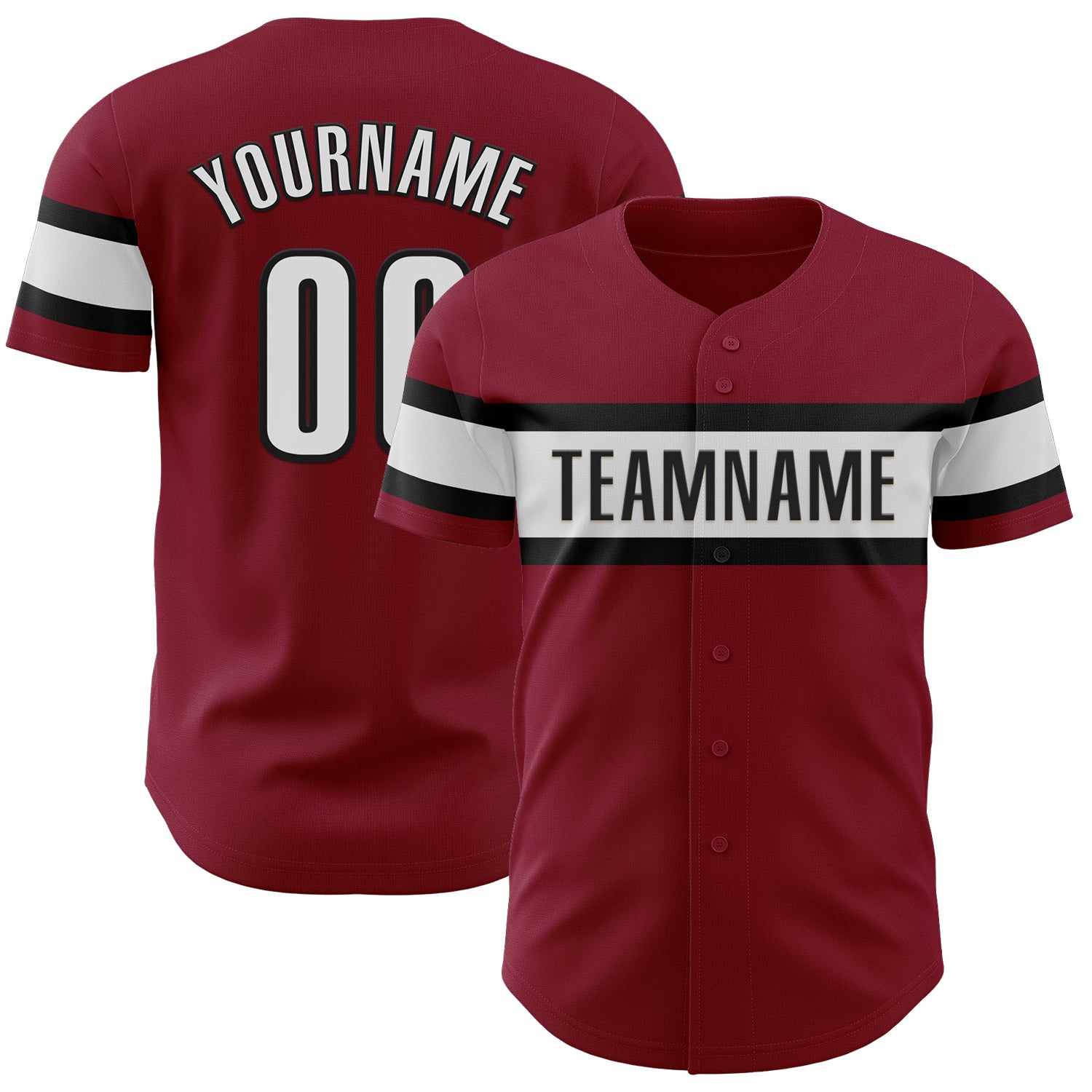 Personalized Crimson Black Baseball Jersey for Men Women Kids - Customizable 5 Personalized Crimson White-Black Baseball