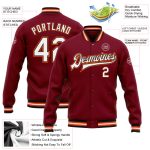 Personalized Varsity Letterman Jacket - Crimson White Black Orange Full-Snap Bomber Personalized Crimson White Black-Orange