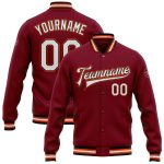 Personalized Varsity Letterman Jacket - Crimson White Black Orange Full-Snap Bomber Personalized Crimson White Black-Orange
