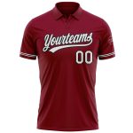 Custom Name and Number Crimson White-Black Performance Golf Polo Shirt - Personalized Team Apparel Personalized Crimson White-Black