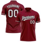 Custom Name and Number Crimson White-Black Performance Golf Polo Shirt - Personalized Team Apparel Personalized Crimson White-Black