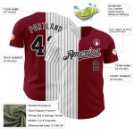 Personalized Baseball Jersey with Custom Name & Number - Crimson White-Black Pinstripe Authentic Split Fashion Personalized