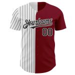 Personalized Baseball Jersey with Custom Name & Number - Crimson White-Black Pinstripe Authentic Split Fashion Personalized