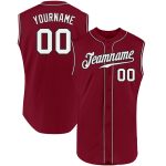 Personalized Crimson White and Black Baseball Jersey for Men and Women - Sleeveless Design Personalized Crimson White-Black